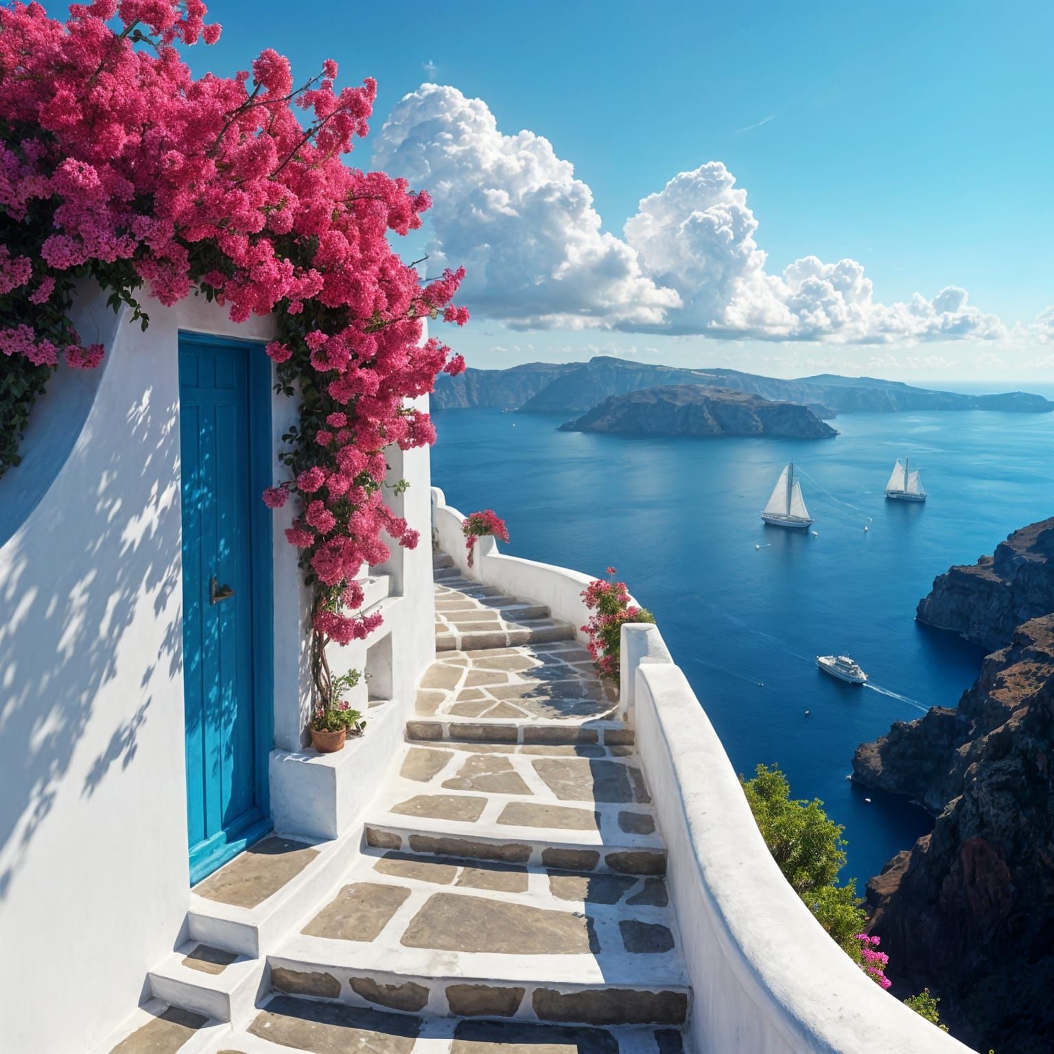 Santorini Vista: Steps to a White House