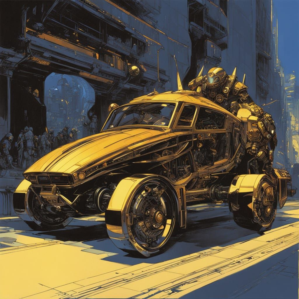 Surreal Futuristic Chibi Bee in Vibrant Chemical Landscape