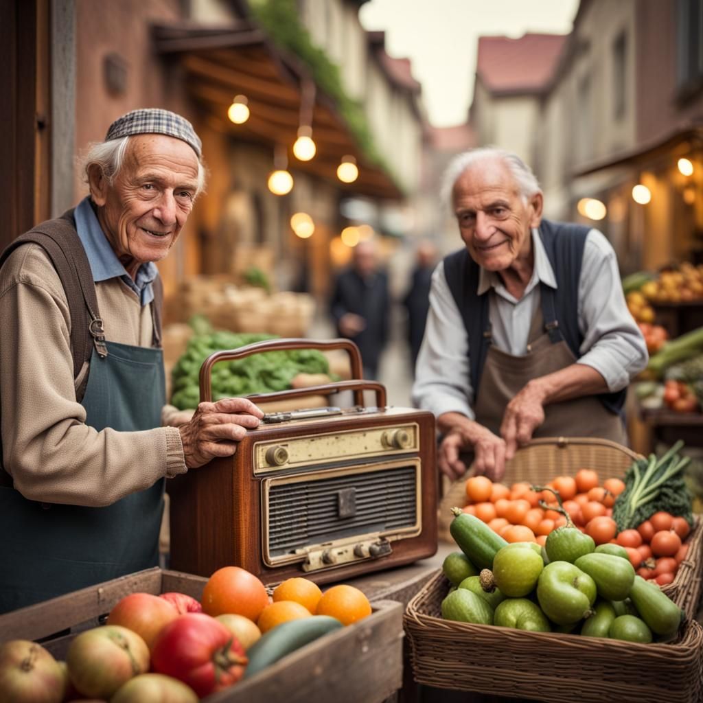 Lively Market Scene with Cultural Touches