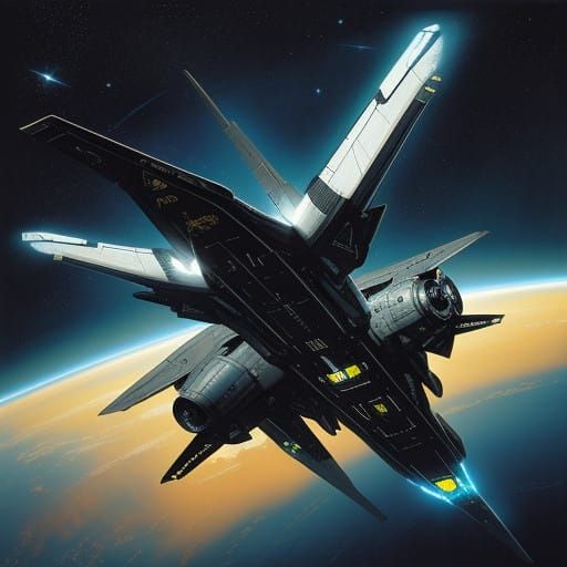 Futuristic Firebird Spacecraft Soars Through Cosmic Skies