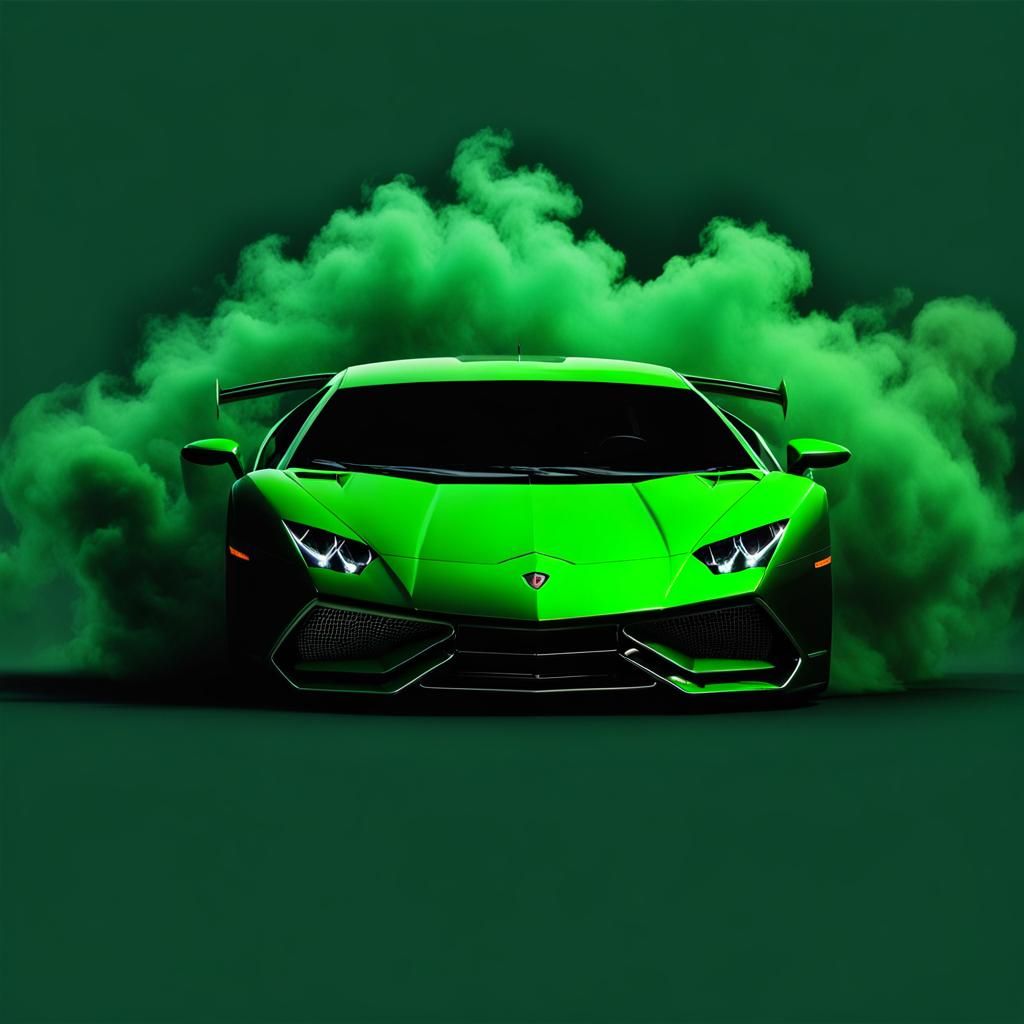 Lamborghini Huracan in Green Smoke on Black