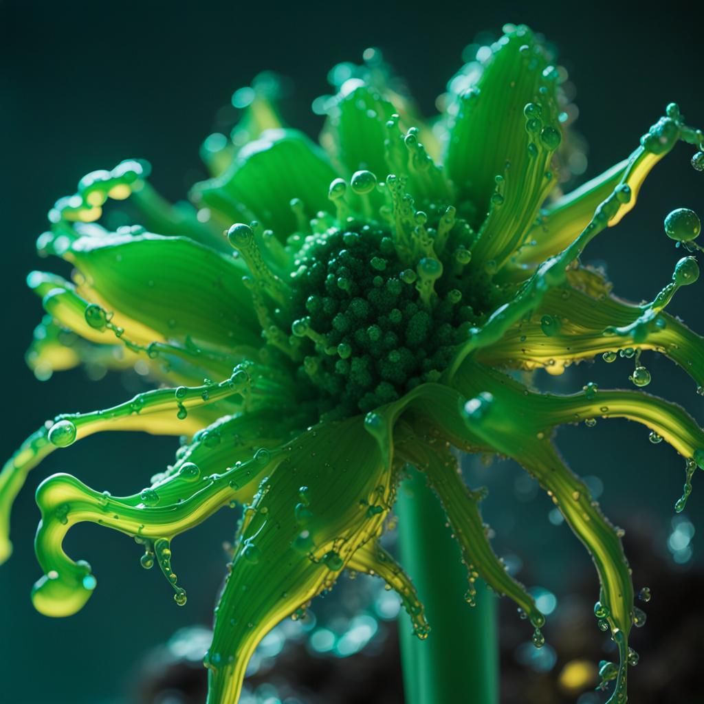 Bioluminescent Alien Flower in Raypunk Style