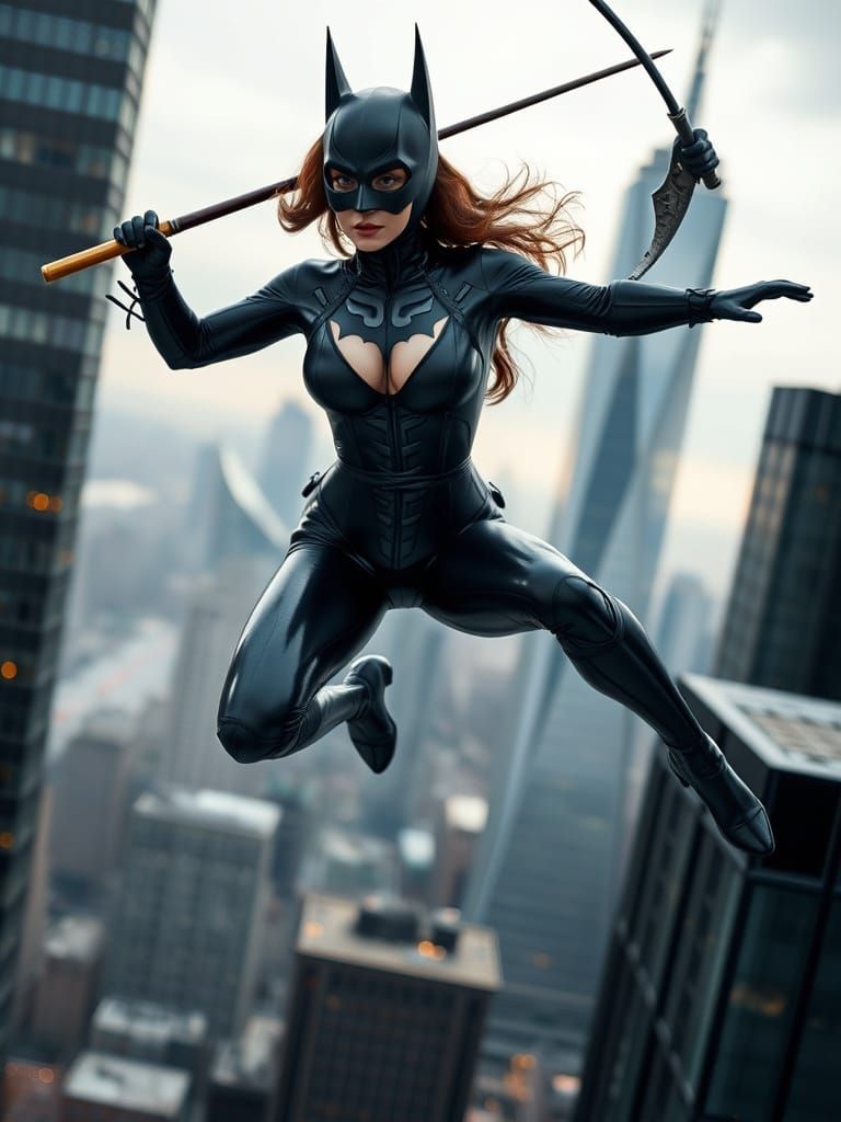 Batgirl Leaps from Gotham Skyscraper, Whip Ready
