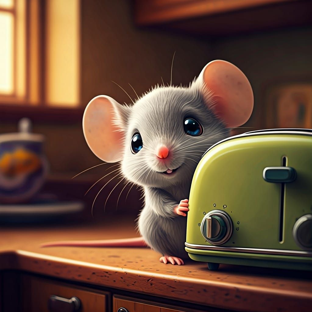 Mouse in Toaster: Storybook Illustration