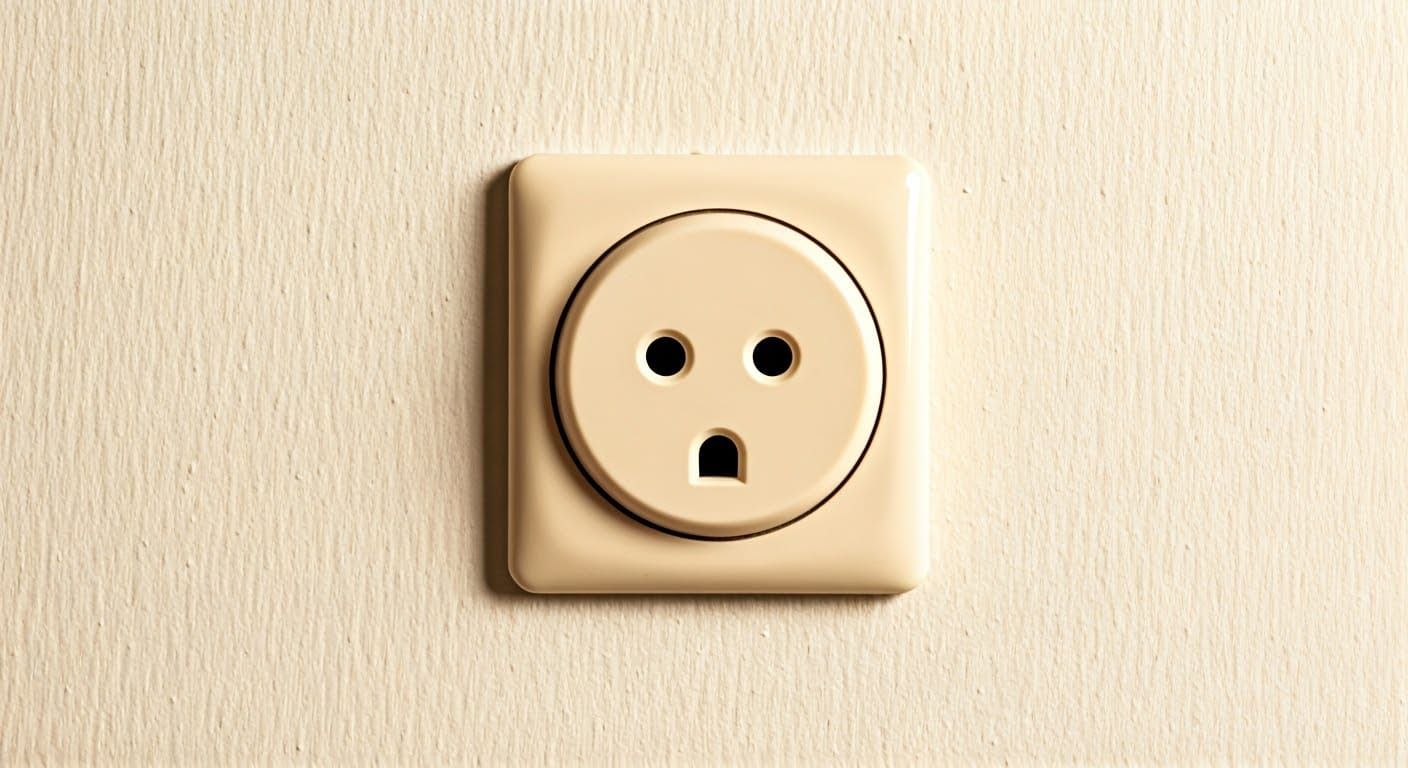 Surprised Face Wall Socket in Photorealistic Style