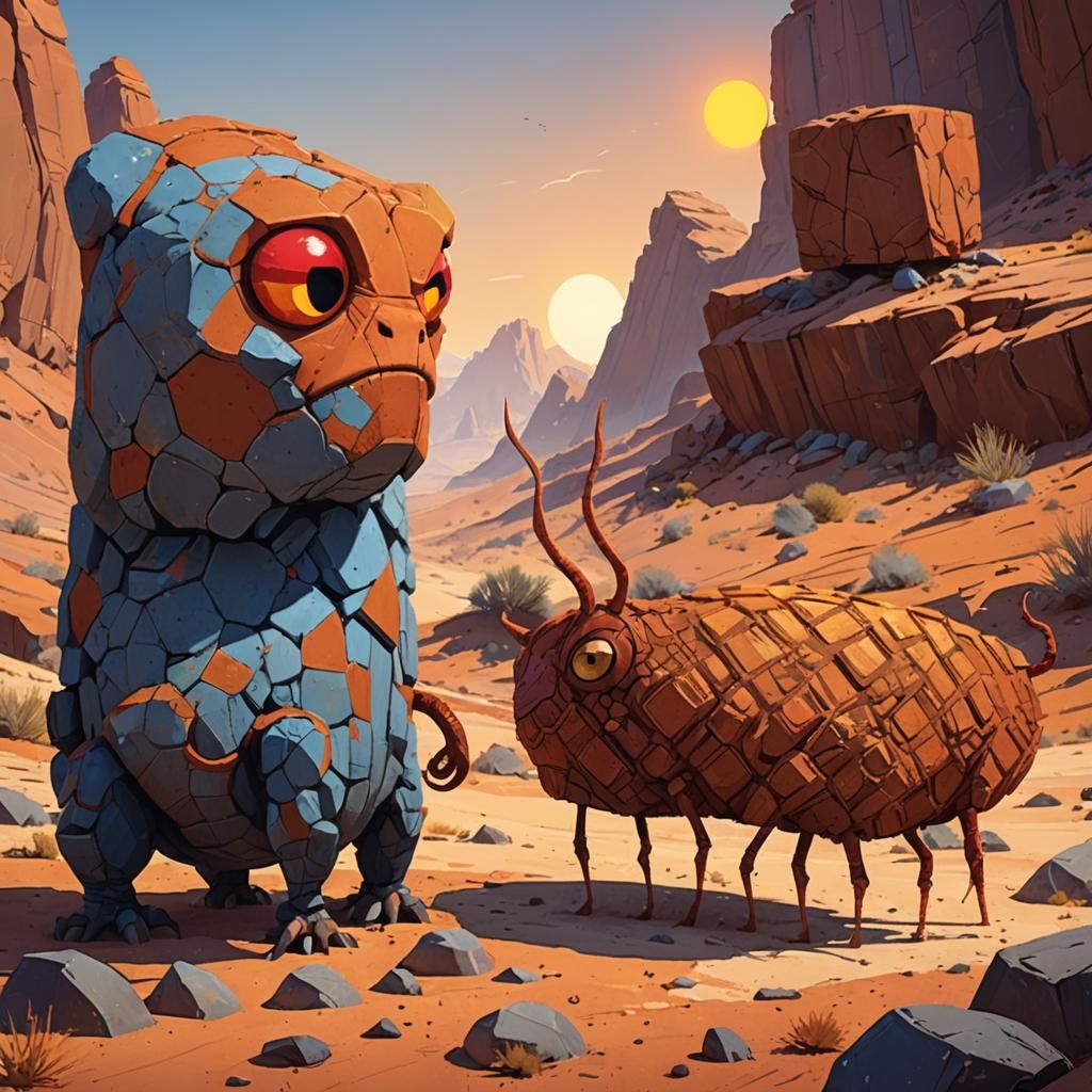 Grumpy Creature in Barren Landscape: Digital Concept Art