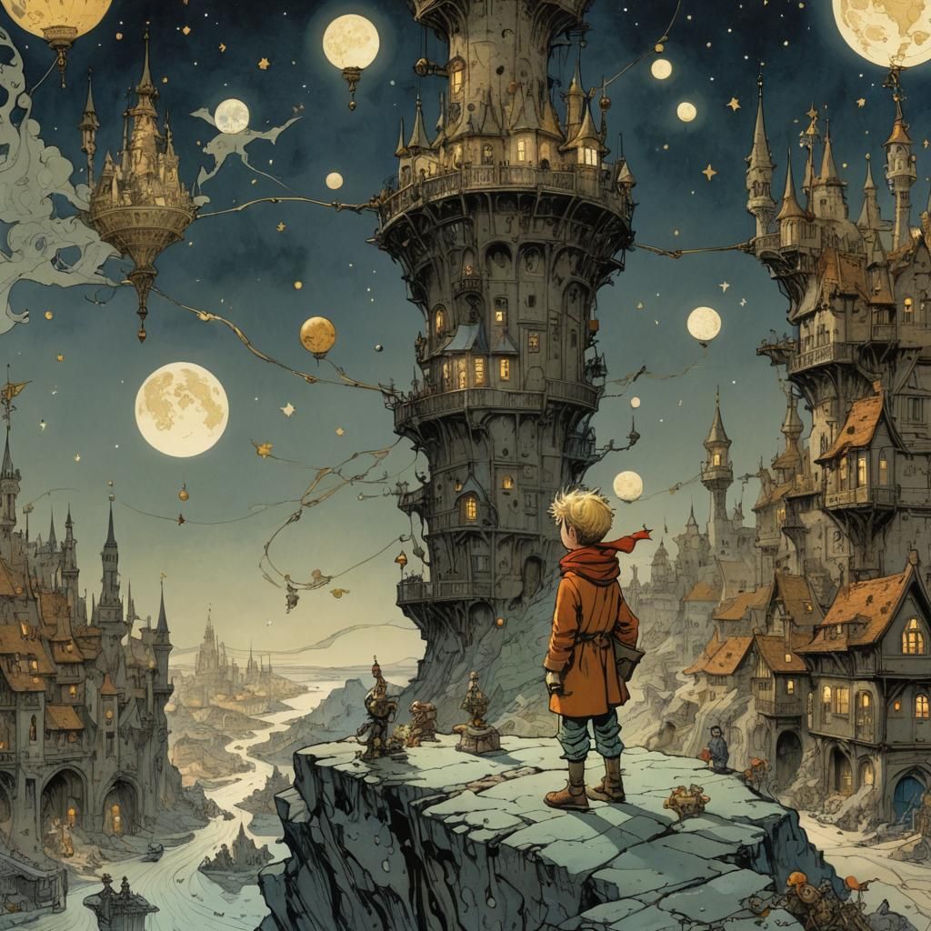 Little Prince on the Lamplighter's Planet Illustration