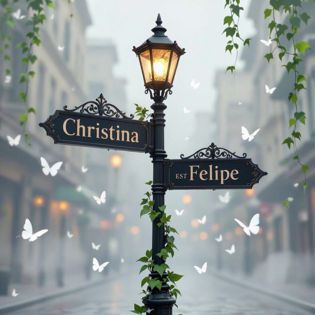 Hyper-Detailed 3D Street Sign with Vintage Lantern