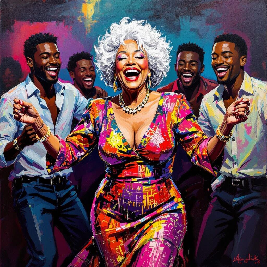 Nightclub Dance: An Energetic Scene in Basquiat Style