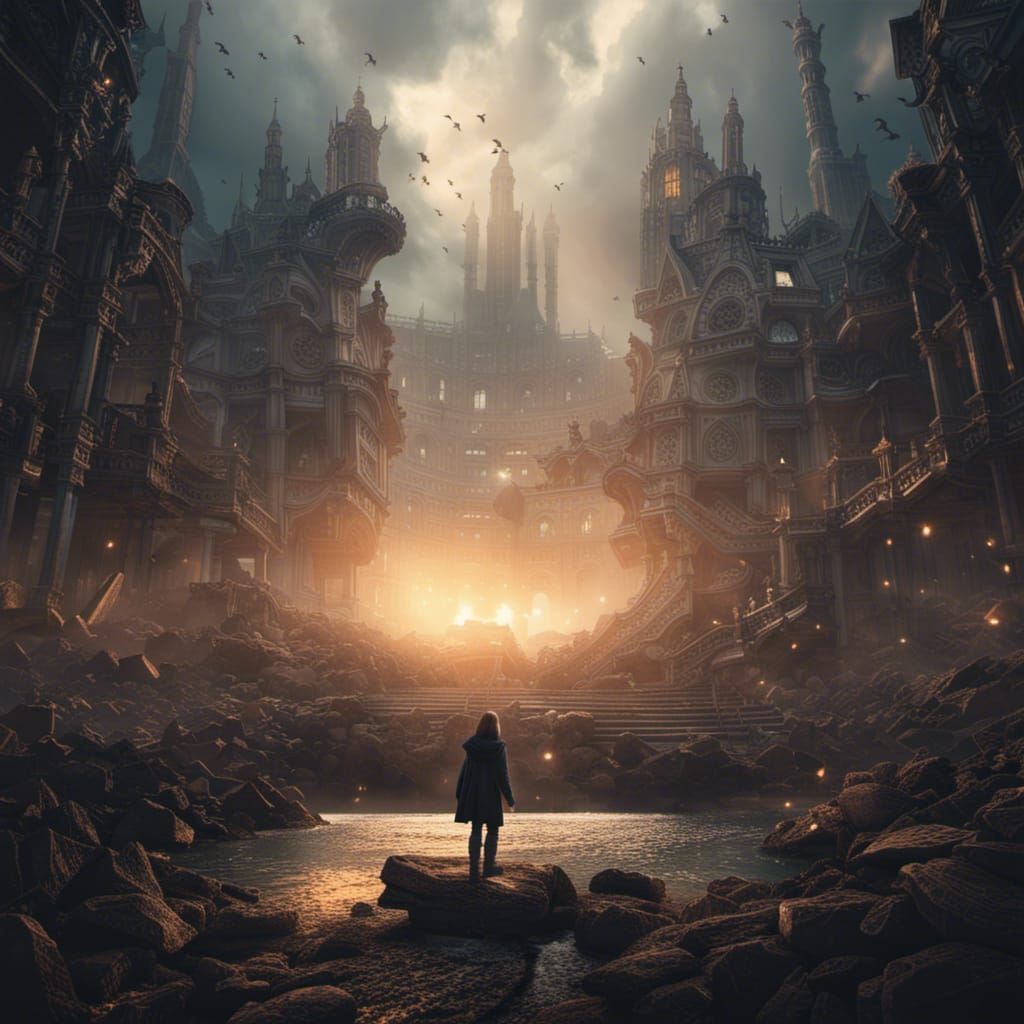 Epic Shadows Fall: A Dramatic Digital Painting