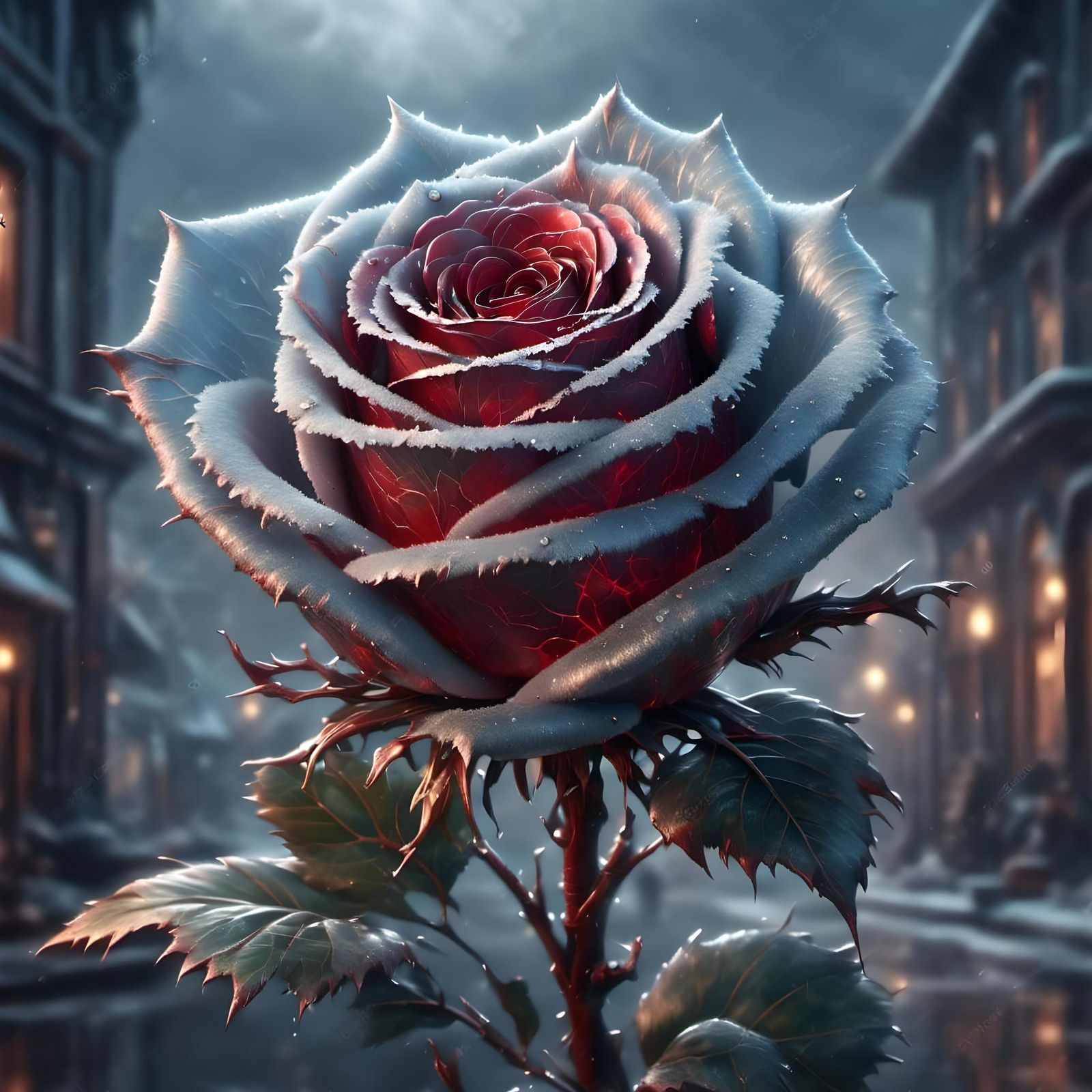 A Huge Stunning Frozen Rose Entirely out of Glass