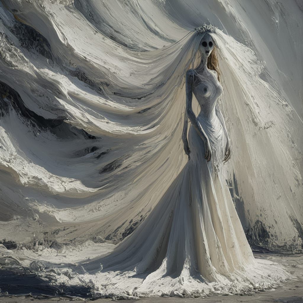 Ghostly Bride Dancing in Abstract Expressionist Style