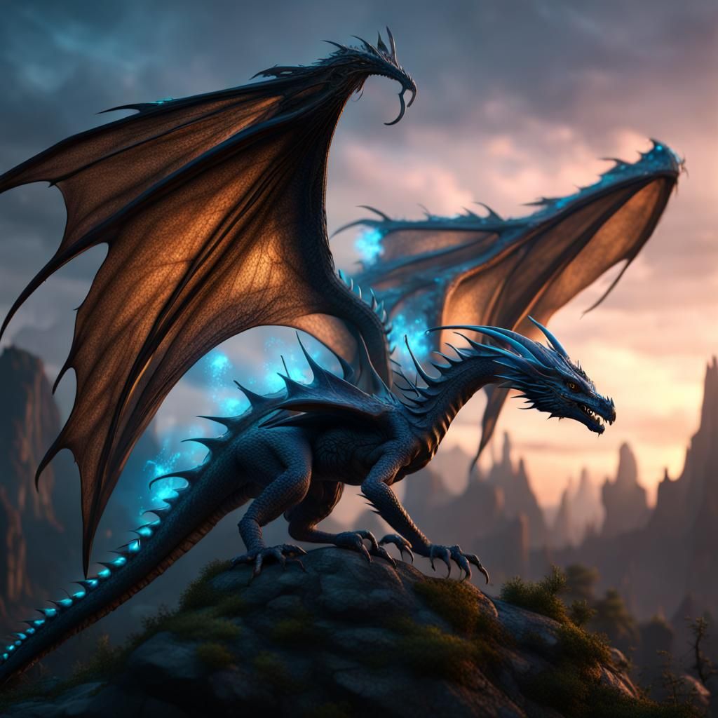 Bioluminescent Dragon in Fantasy Concept Art Style
