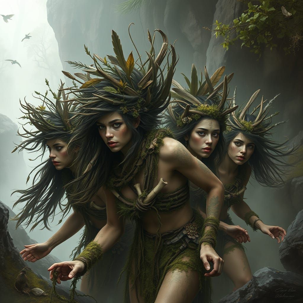 Wild Tribespeople Blending into the Wilderness in Hyperreali...