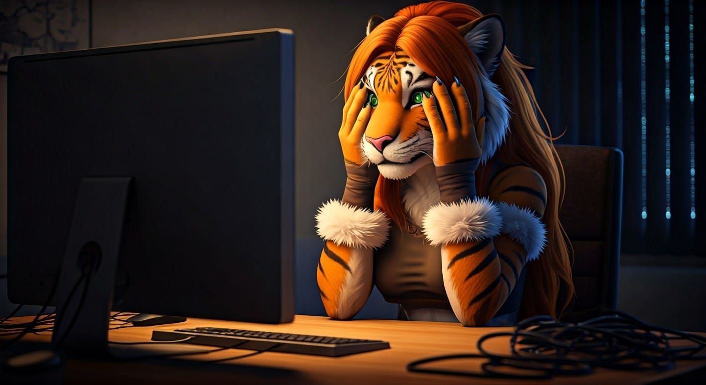 Elegant Network Administrator Tigress in Despair