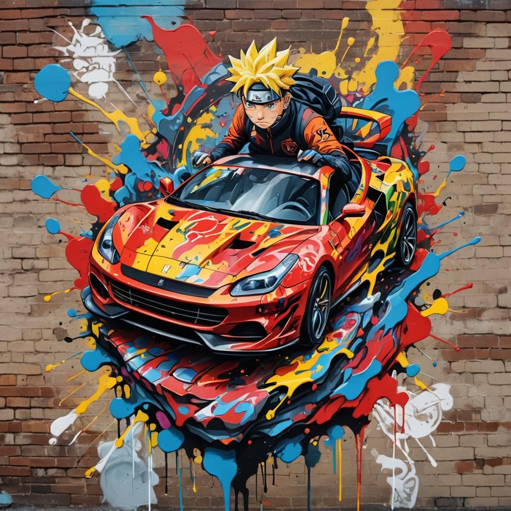 Naruto Ferrari in Graffiti Street Art Style