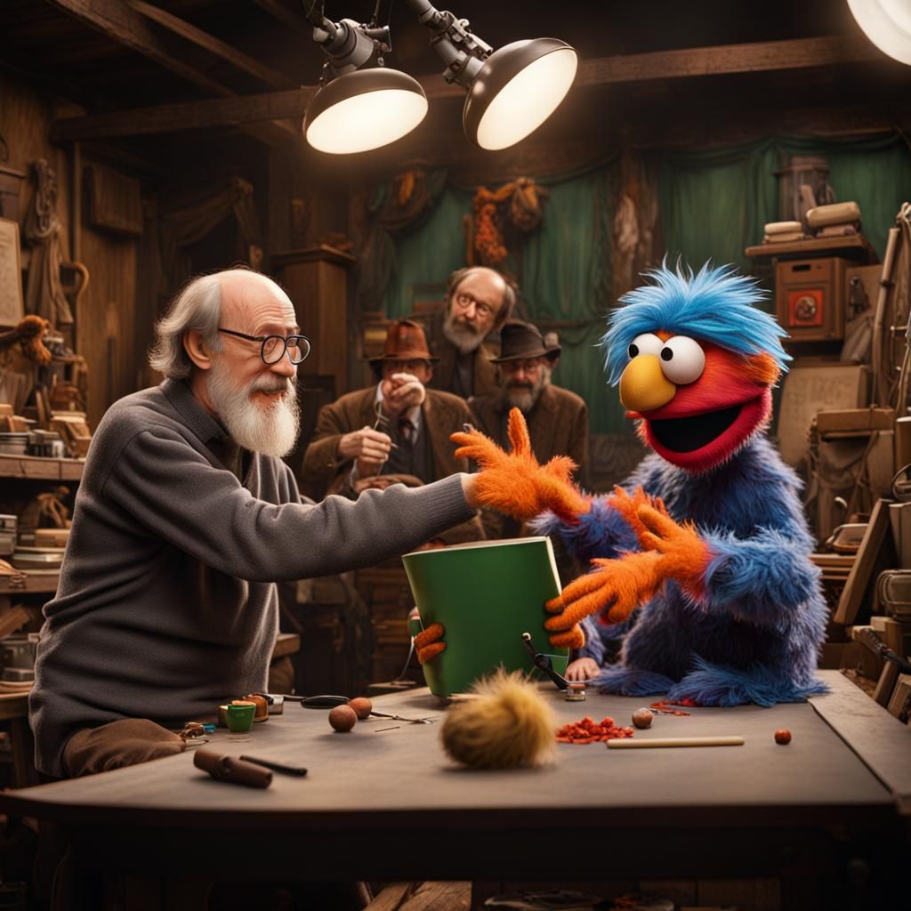 Jim Henson and Frank Oz Puppeteering