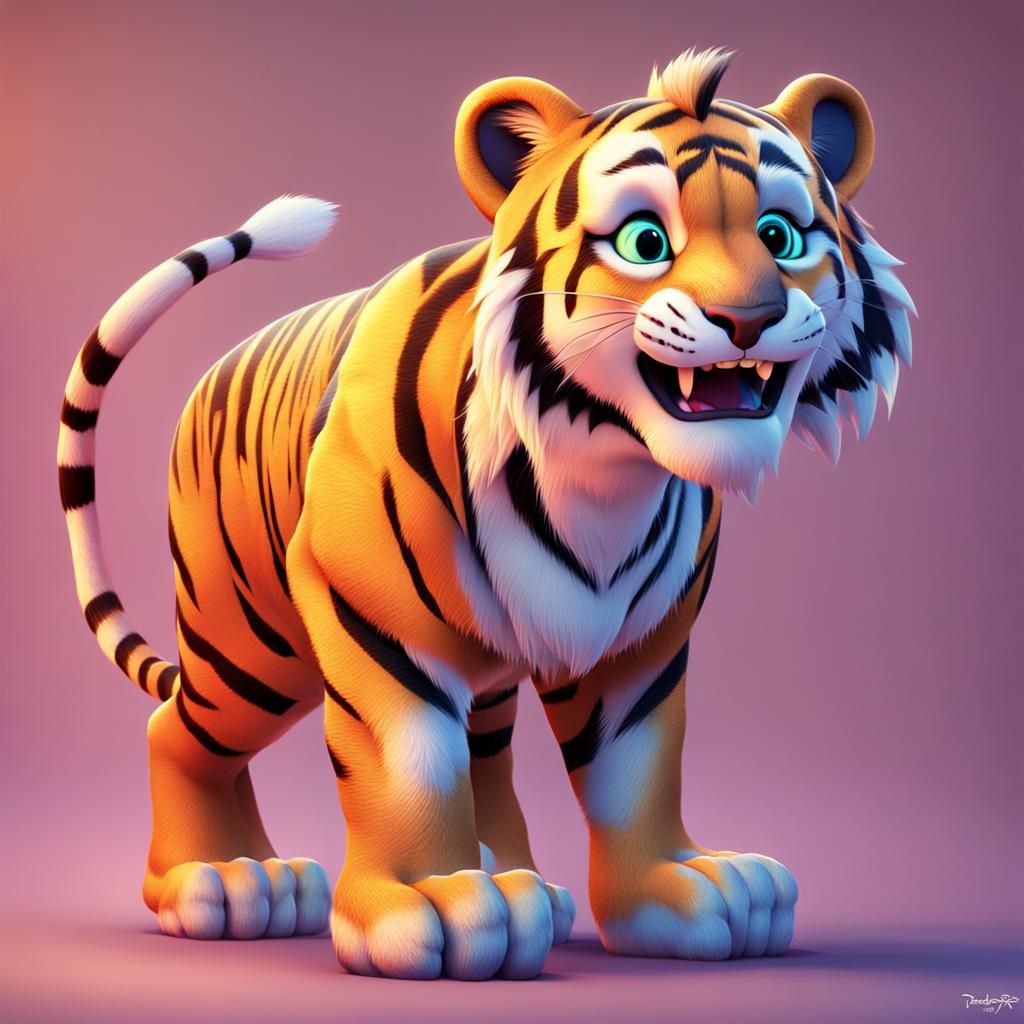 Baby Saber-Tooth Tiger: 3D Children's Art