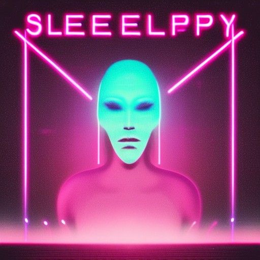 Synthwave Sleep Paralysis Demon in Neon Retro Style
