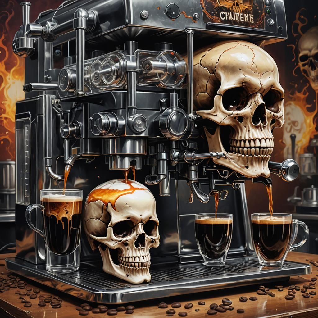 Creepy Horror Coffee Machine Skull Design