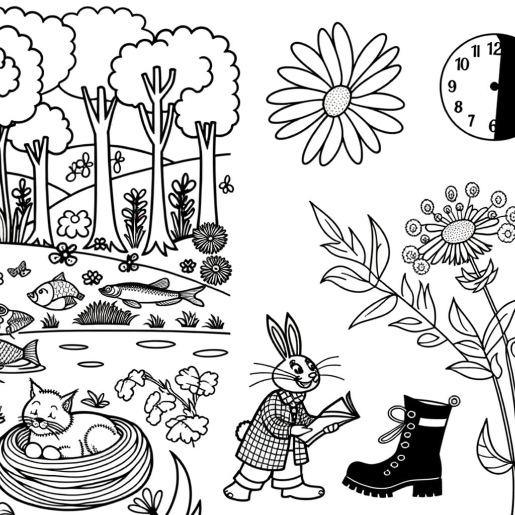 Cartoon Forest Scene with Silly Errors for Kids