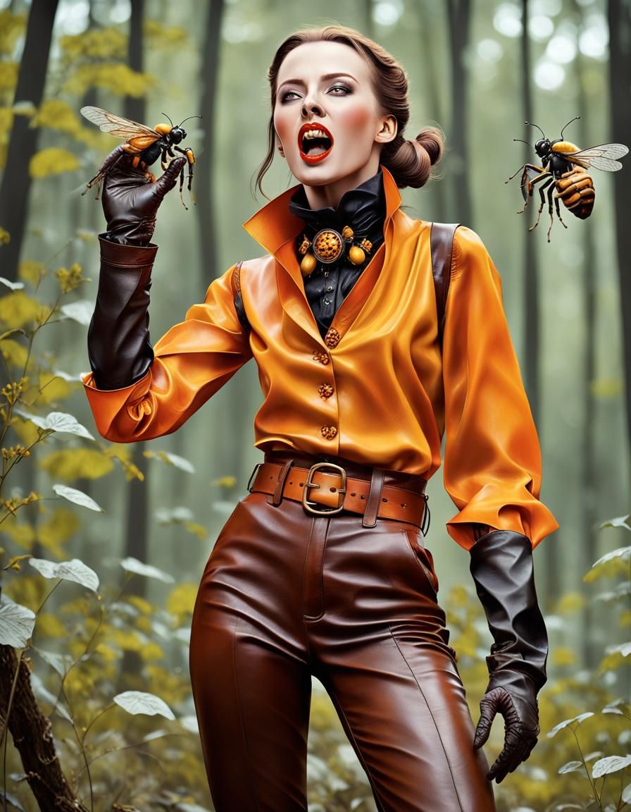 Woman Screaming in Fear, Hyperrealistic Splash Art