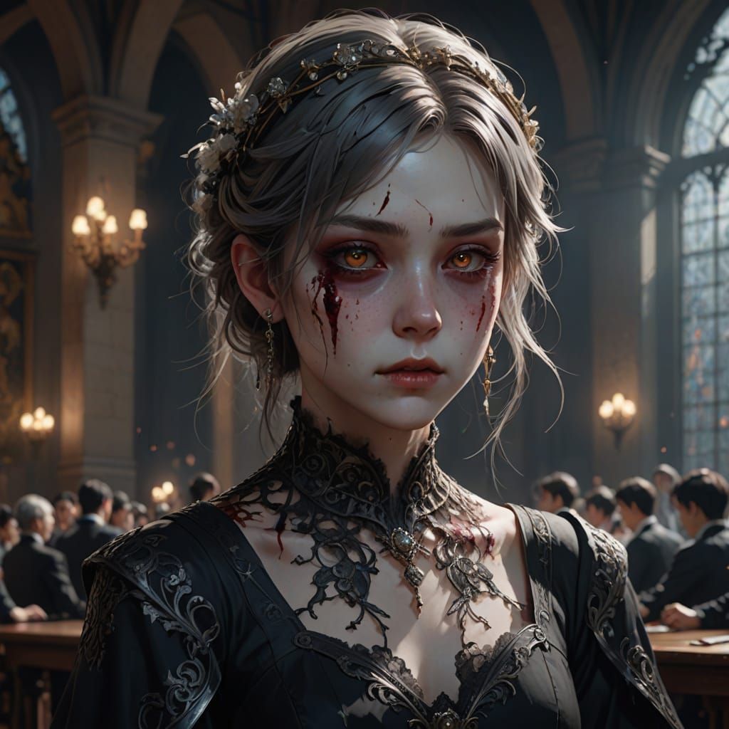 Zombie Prom Queen in 3D Anime Style