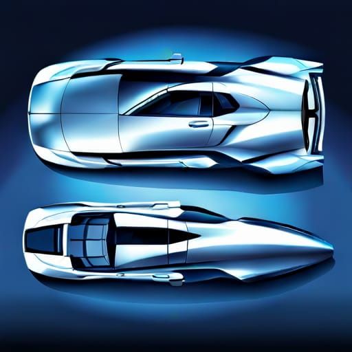 Concept Car: 2D Vector Blueprint with Measurements