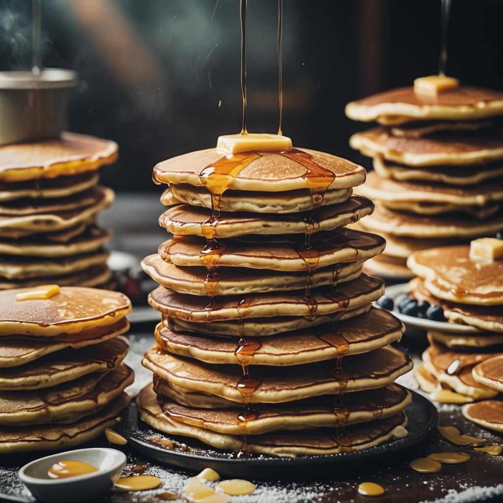 Cinematic Pancake Stack Still Life