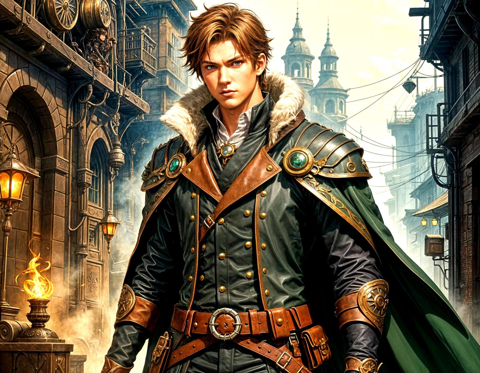 Dark Fantasy Rogue in Steampunk Attire