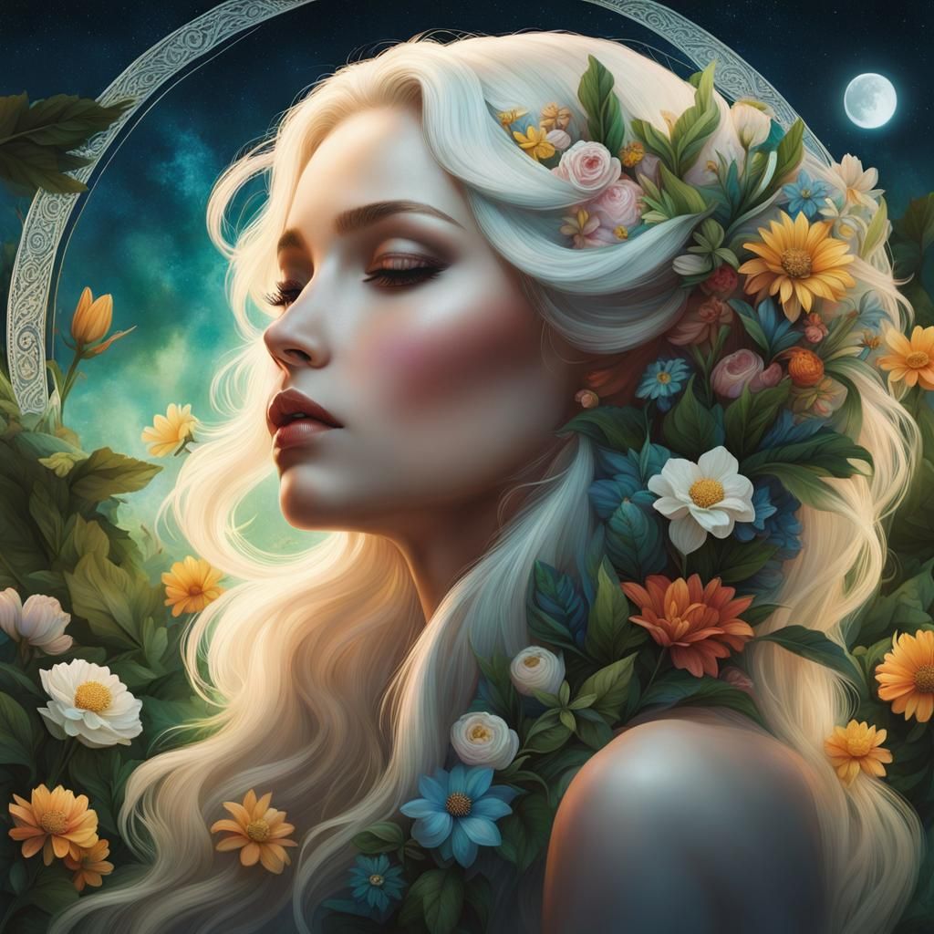Ethereal Moon Goddess with Latin Floral Crown