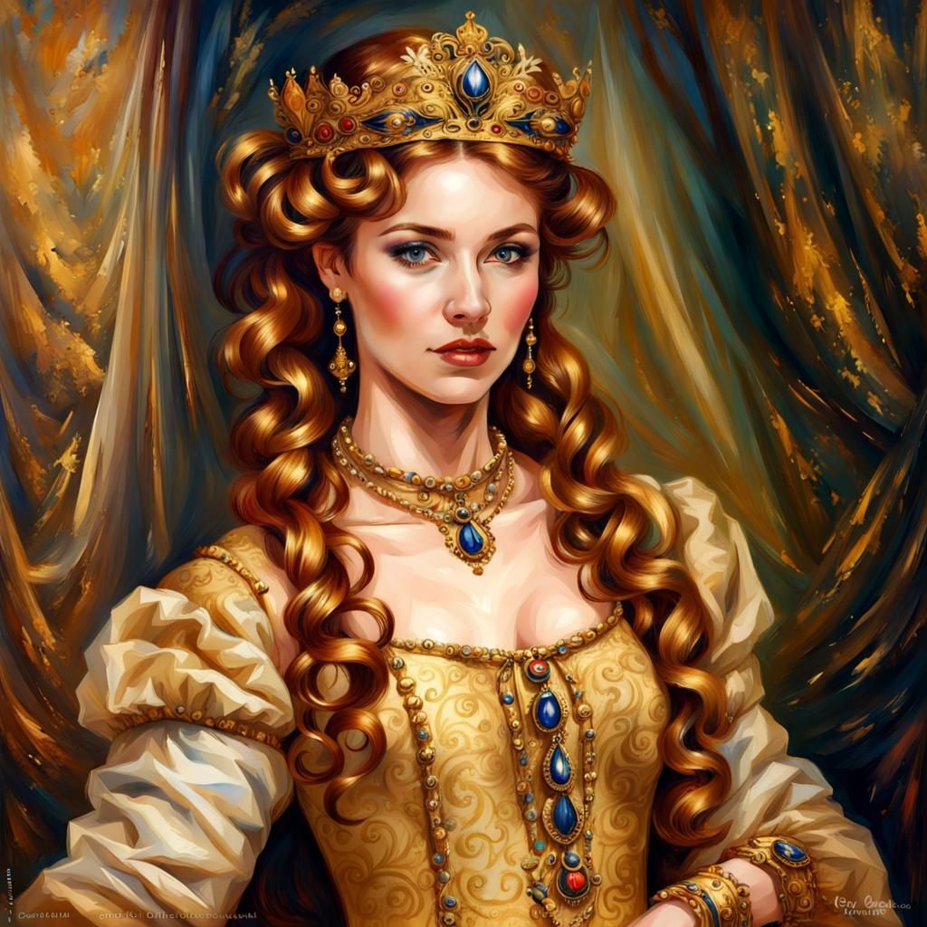 Woman in Medieval Dress as Impressionist Painting