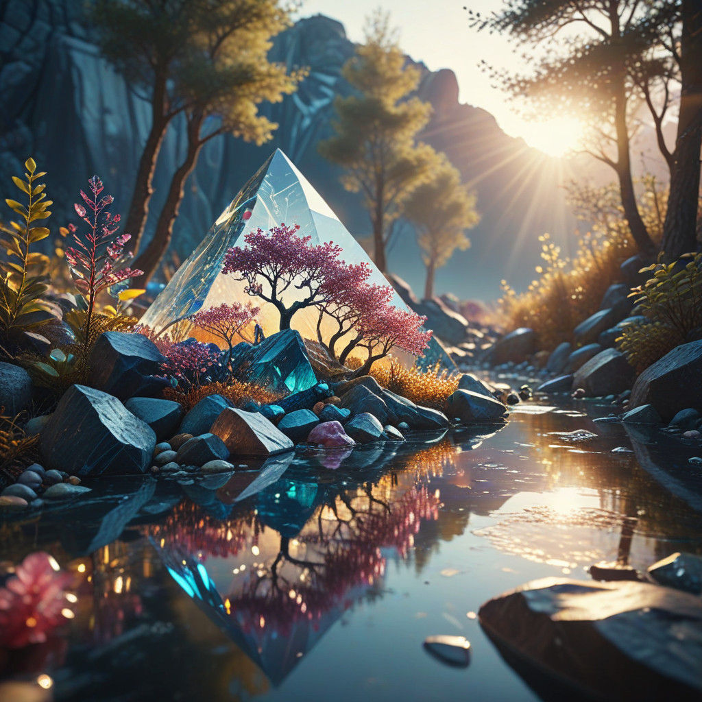 Dreamy Morning in a Brilliant Amethyst and Emerald Landscape