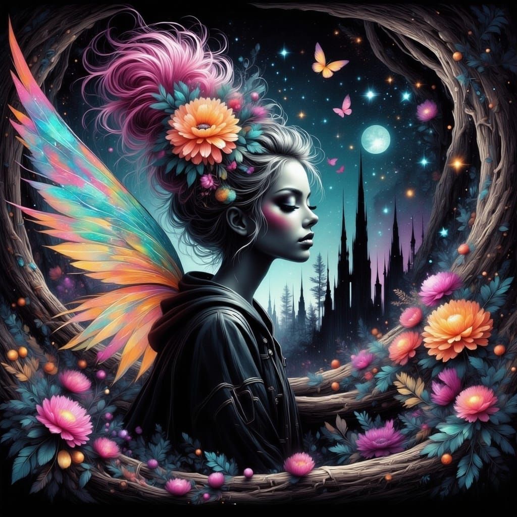 Vibrant Bohemian Dreamscape of a Woman in a Record Shop