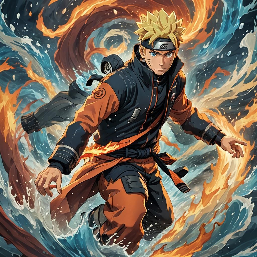 Elemental Naruto Concept Art in Anime Style