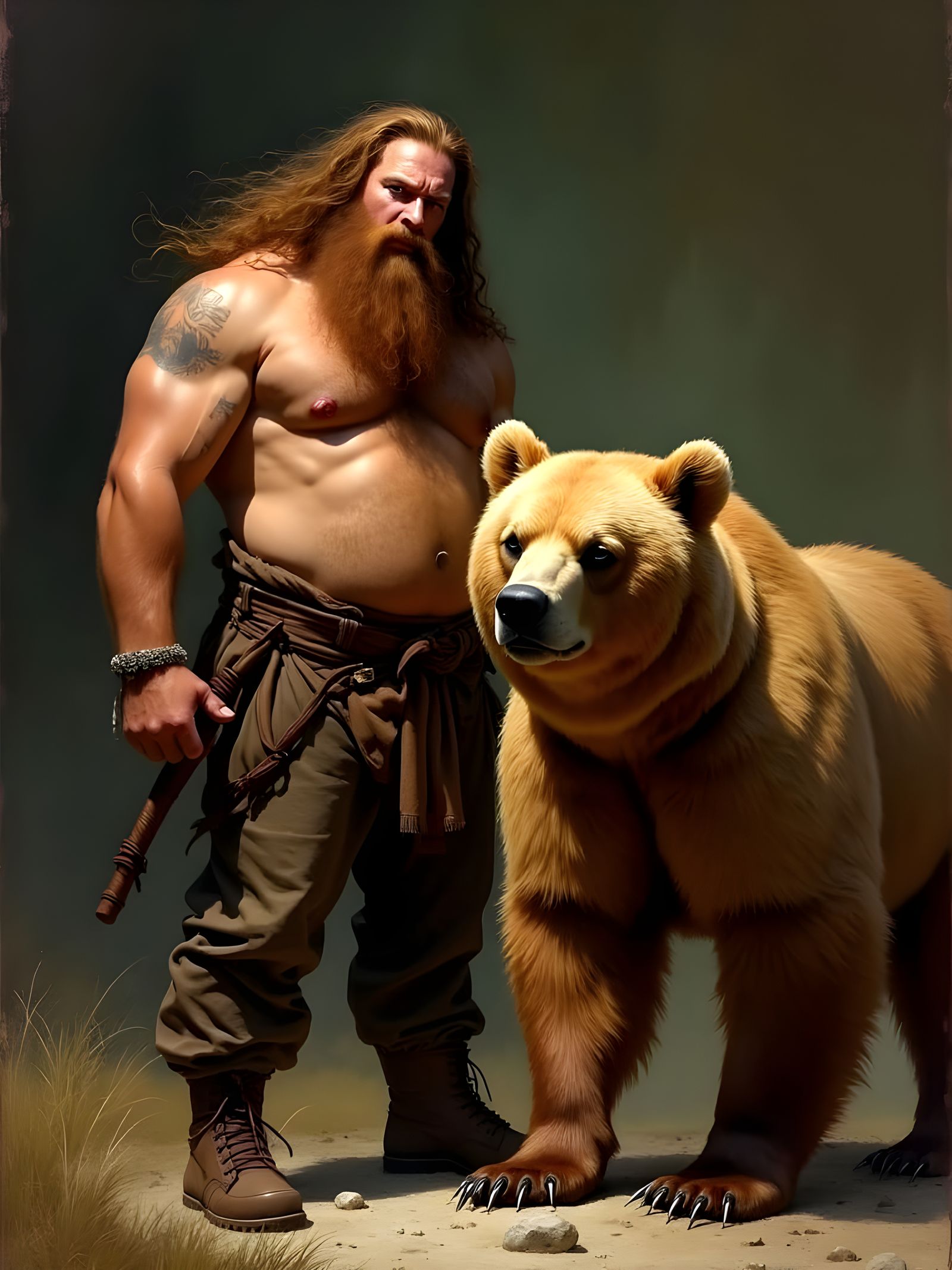 Man and His Lookalike Pet Bear