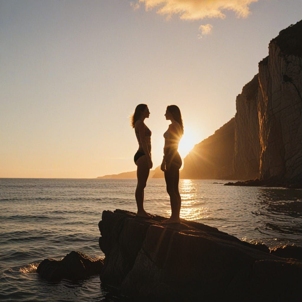 Coastal Silhouette at Golden Hour: Cinematic Realism