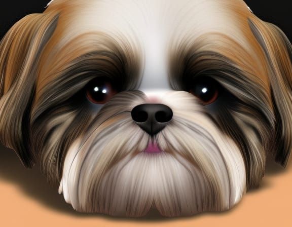 Photorealistic Cute Shih Tzu Dog Portrait