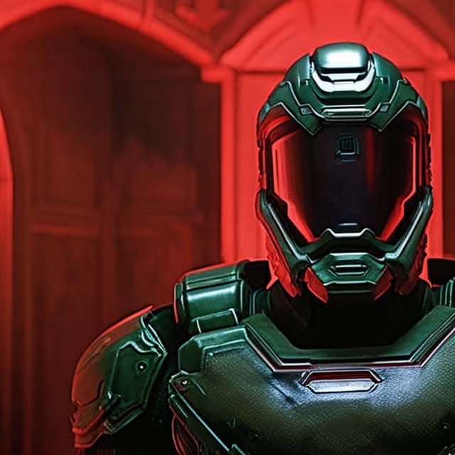 Doom Slayer in 80s Dark Fantasy Film Still