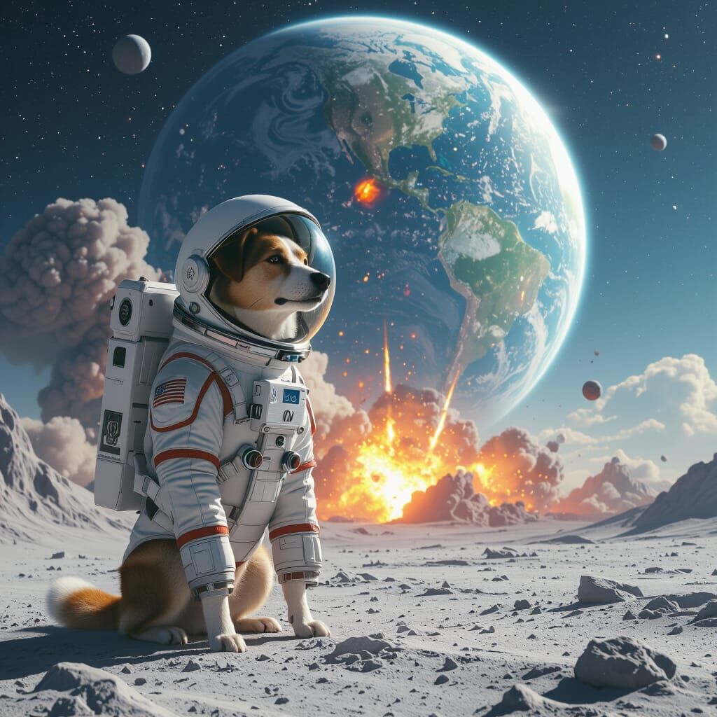 Dog in Spacesuit Explodes Earth in Cinematic Style