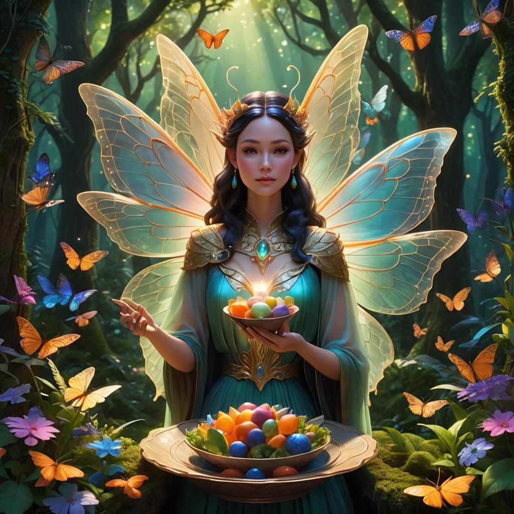 Faerie Queen Selling Universe Bowl, 3D Digital Art