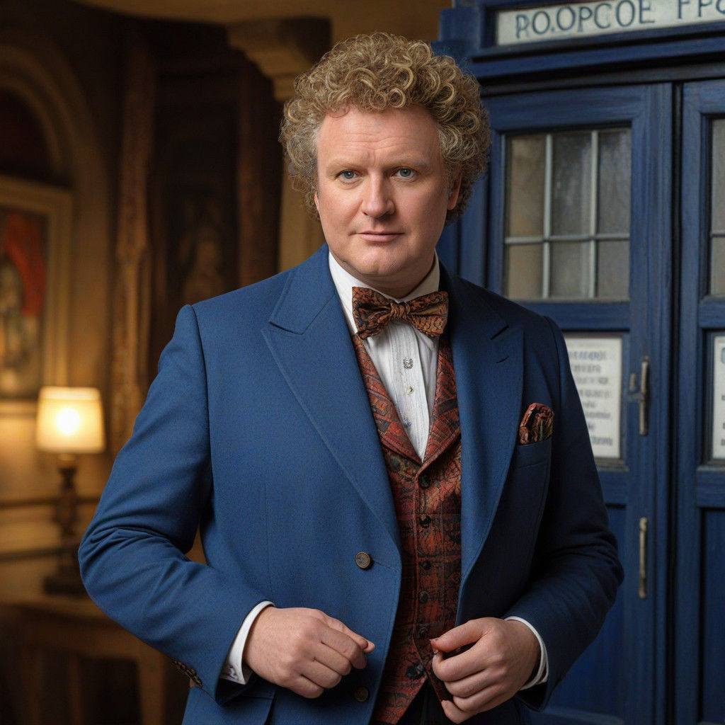 Timeless Sixth Doctor Who Portrait as Masterful Oil Painting