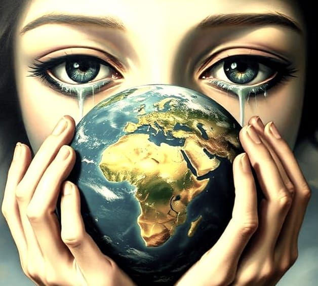 Crying Earth: Surreal Double Exposure