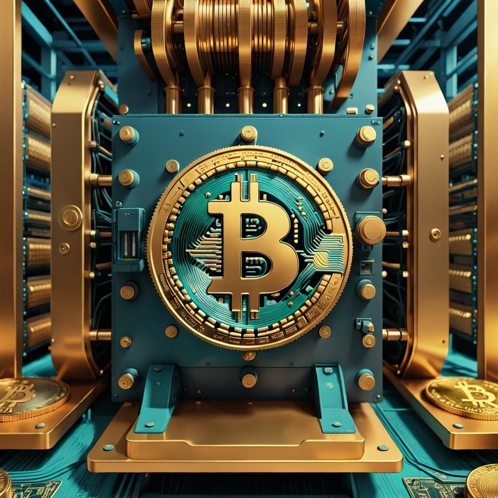 Bitcoin Minting Operation in Digital Art Style