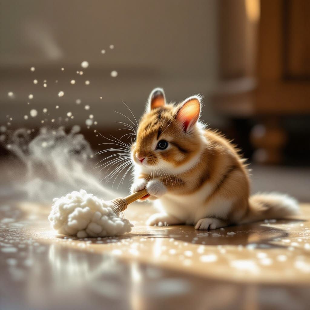 Magical Dust Bunny Sweeping Dusty Floor