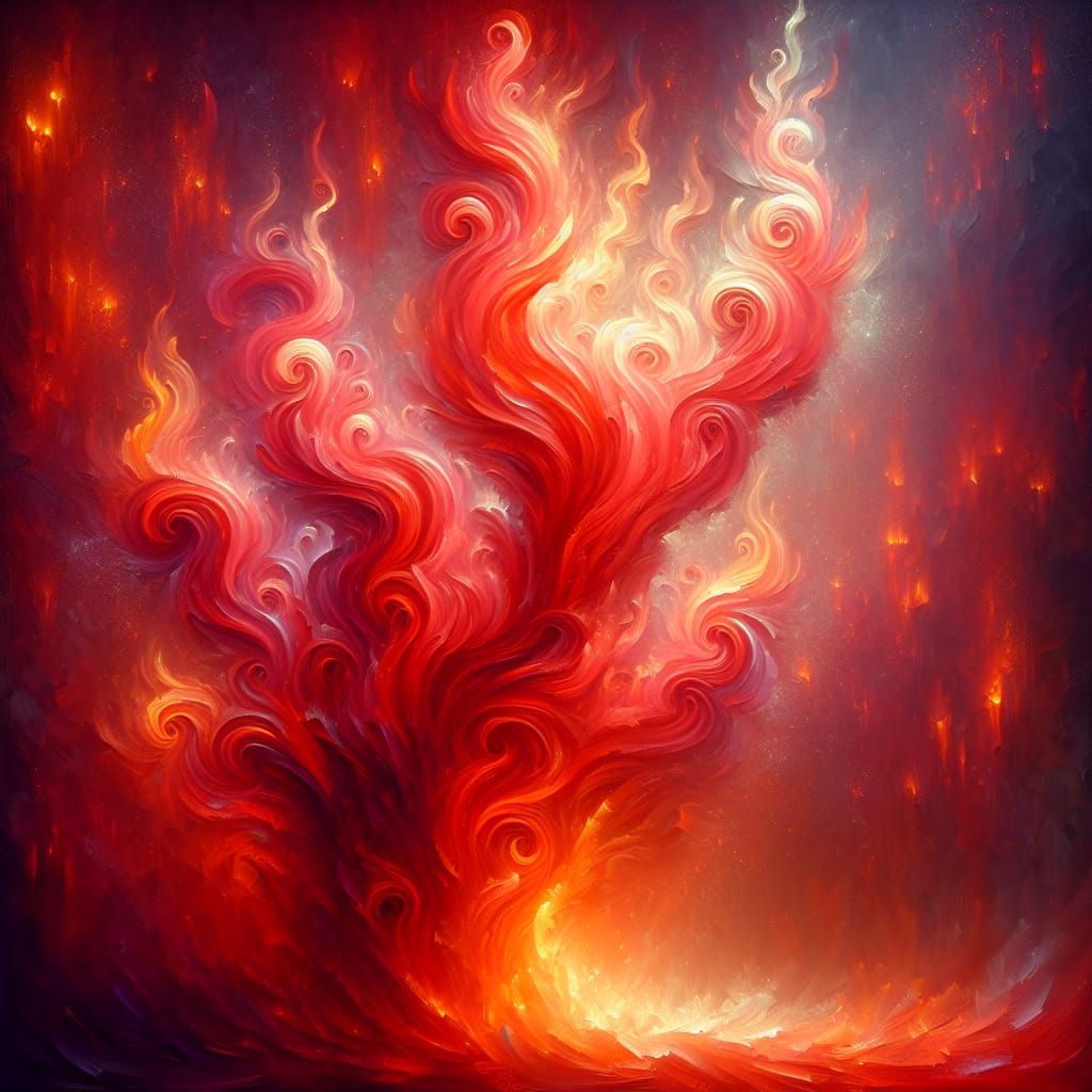 Vibrant, Painterly Flames Ascending in a Dance of Passion