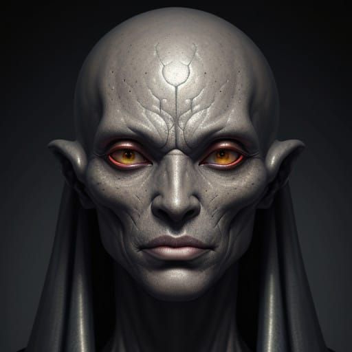 Human-Extraterrestrial Hybrid Face in Hyperrealistic Masterp...