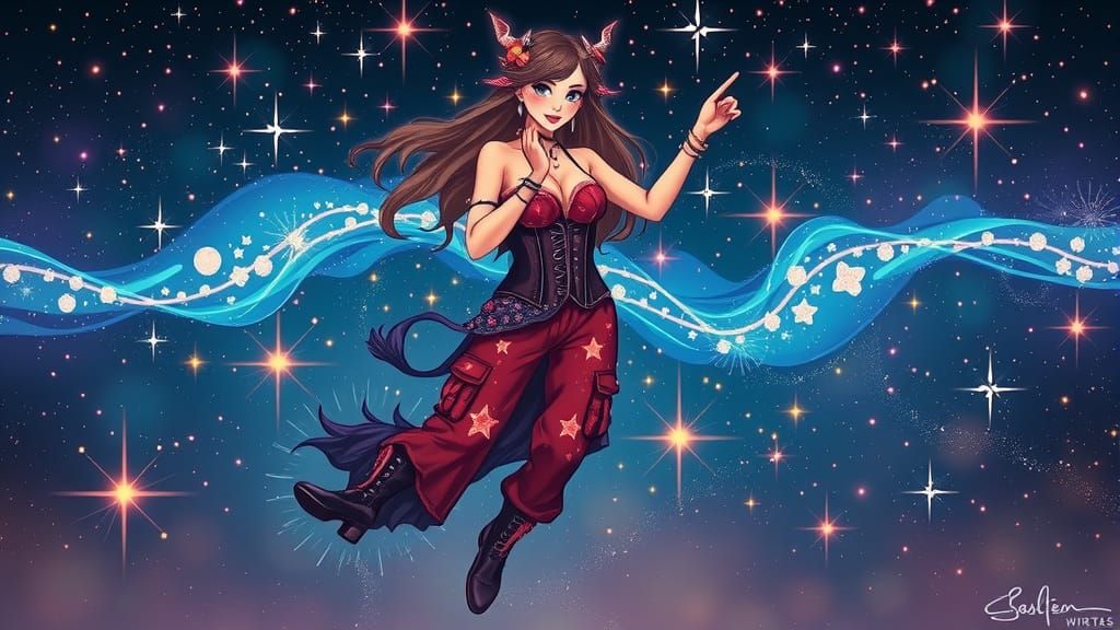 Starry Night Gothic-Hippy-Witchy Woman Dancing