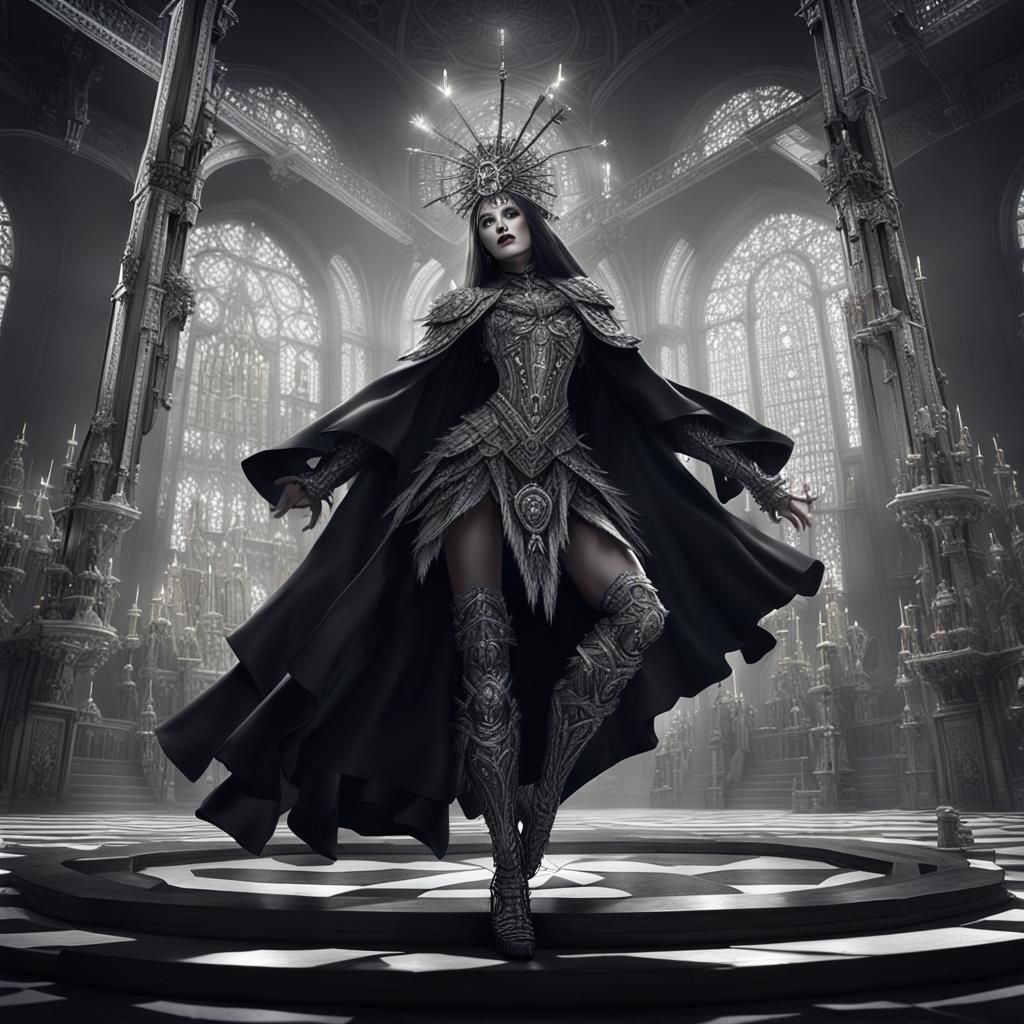 Una monja  mujer, muy sensual, años ochentas, tacones con pl...