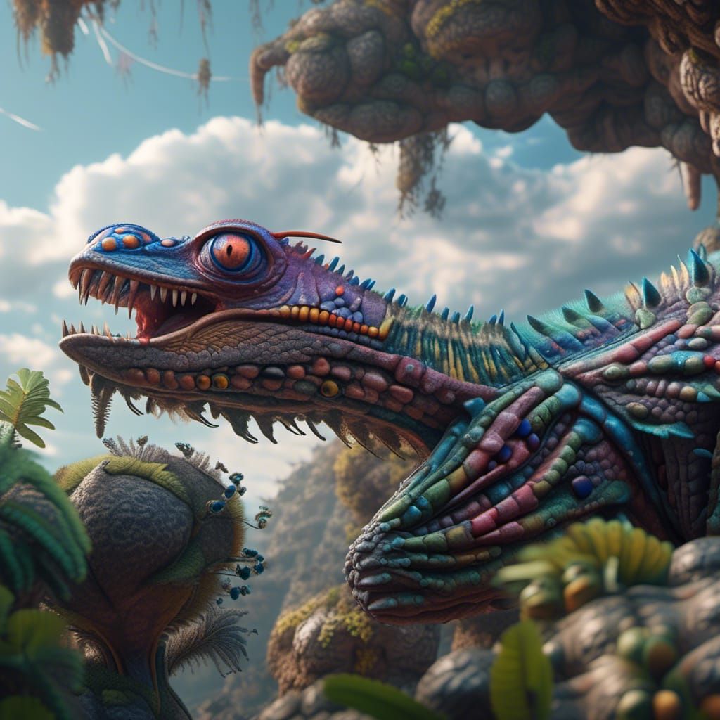 Exotic Alien Creature in Hyperrealistic Style